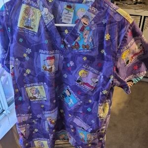 Peanuts Purple Happiness Women's Scrub Top